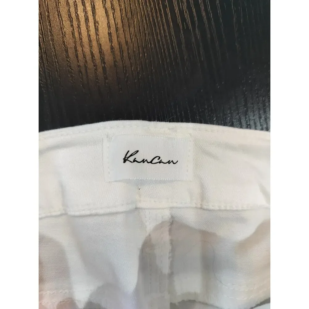 KanCan Women’s White High Rise Frayed Hem Denim Shorts Size XL - Picture 8 of 9